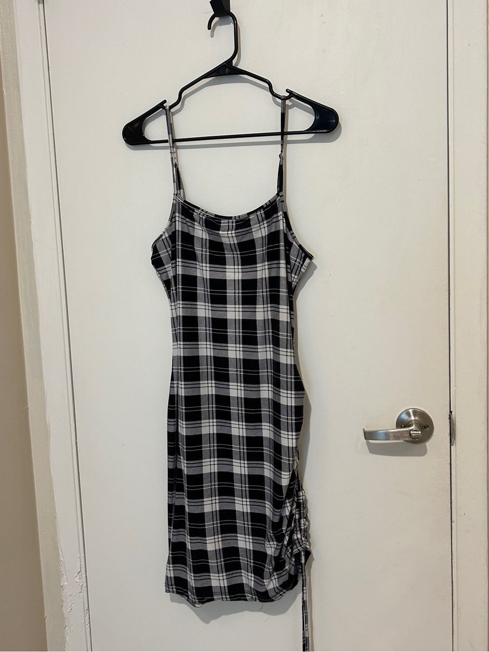 Black and white plaid mini dress